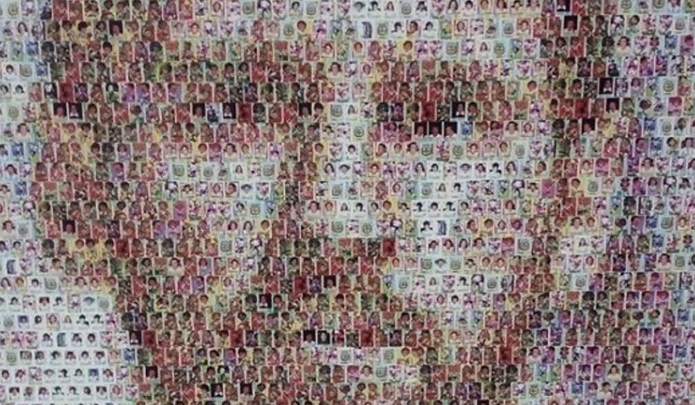 Hicieron rostro de Messi con miles de figuritas de los Mundiales - Detalle