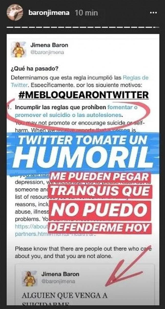 Le bloquearon la cuenta de Twitter a Jimena Barón