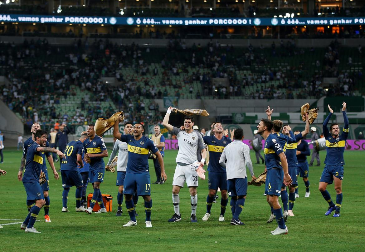 Festejo de Boca tras el empate ante Palmeiras por Copa Libertadores (Reuters)