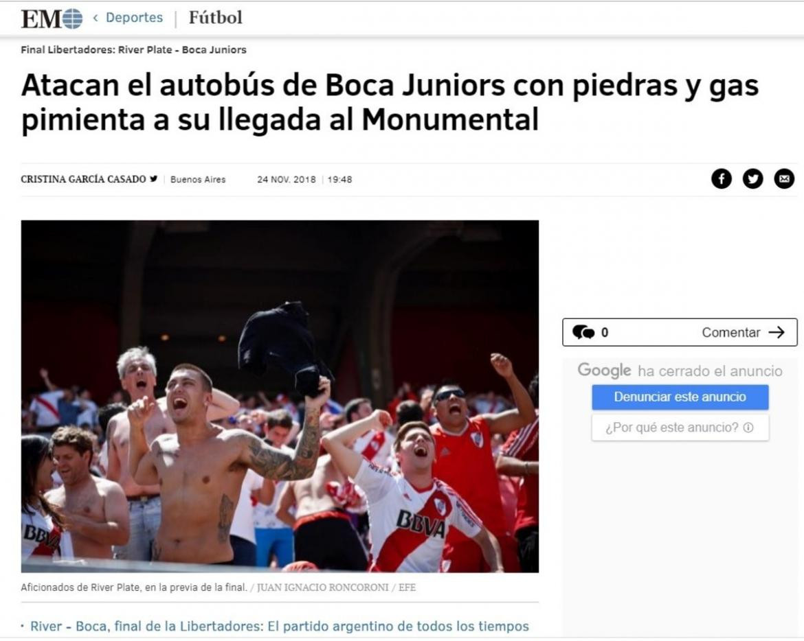 Medios del mundo hablan de la Superfinal de Libertadores, River vs. Boca	