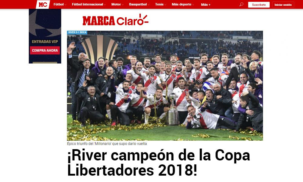 Copa Libertadores, River campeón: así lo vieron los medios del Mundo, Marca