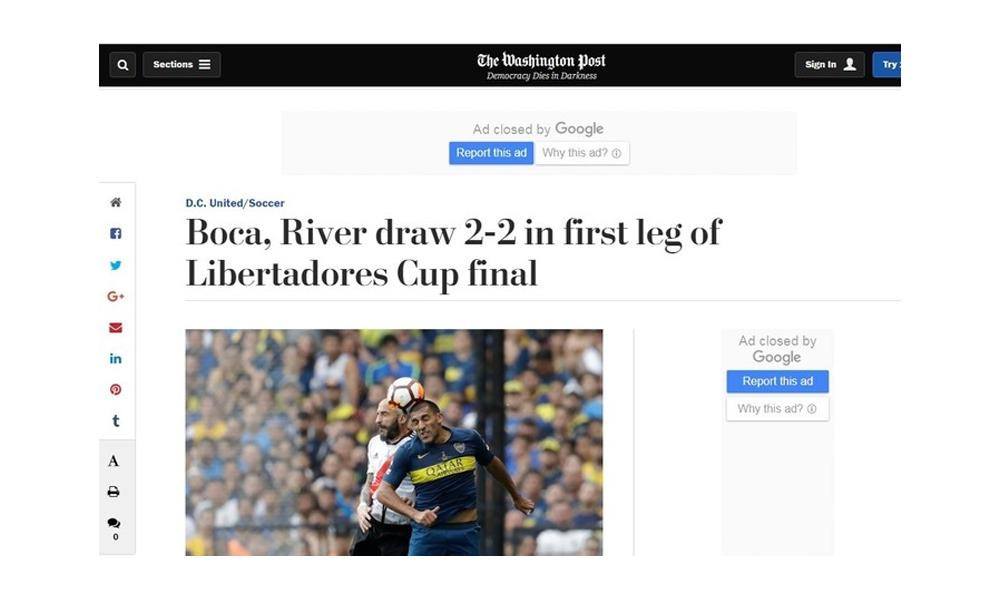 Copa Libertadores, River campeón: así lo vieron los medios del Mundo, The Washington Post