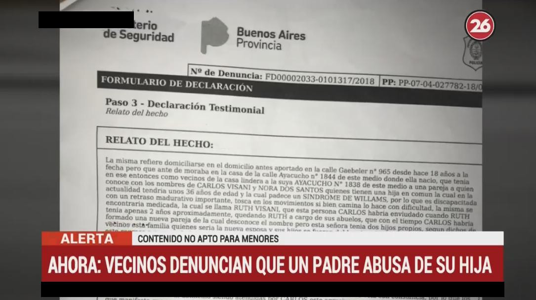 Denuncia por abuso en Lanús - vecina denunciante en Canal 26