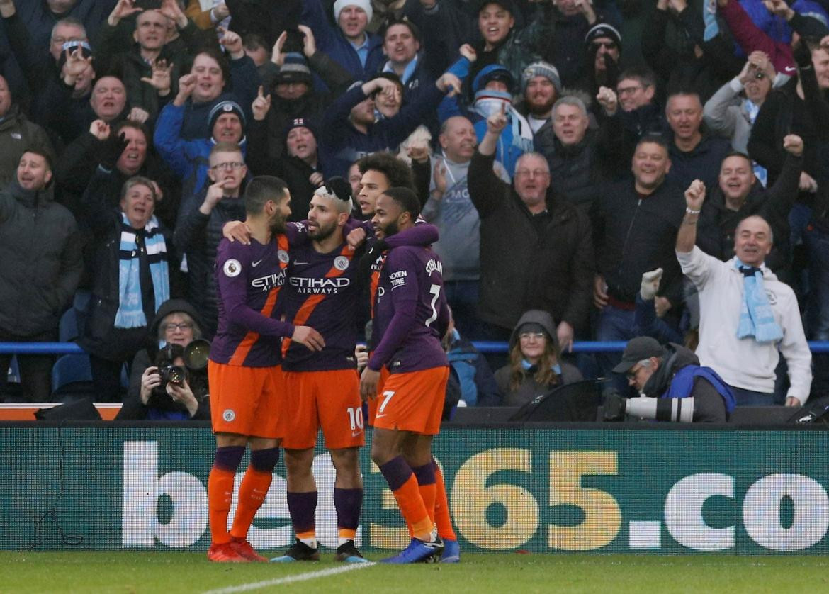 Festejo del Manchester City contra el Huddersfield (Reuters)
