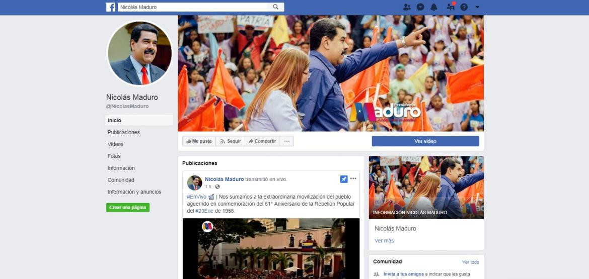 Nicolás Maduro, presidente de Venezuela, Facebook