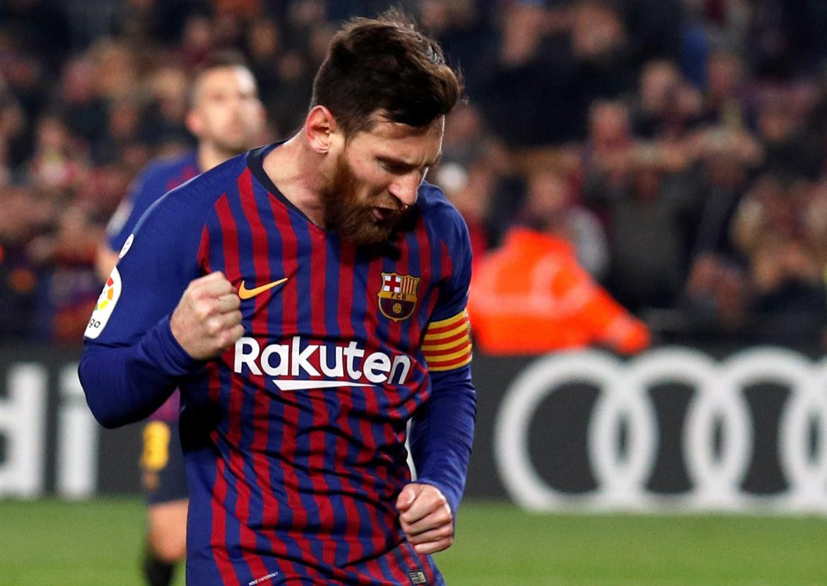 Festejo de gol de Messi en el Barcelona (Reuters)