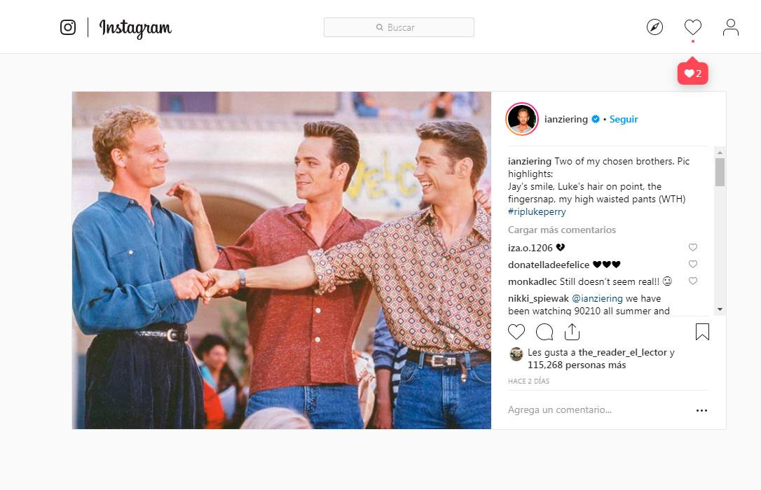 Mensajes en Instagram por muertes en Beverly Hills 90210