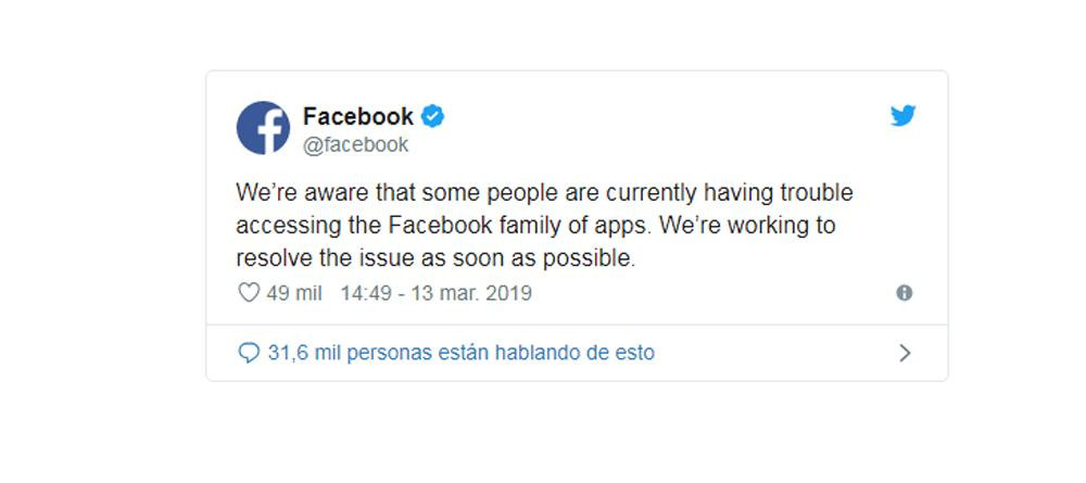 Facebook, falla técnica, redes sociales, caída de servicio