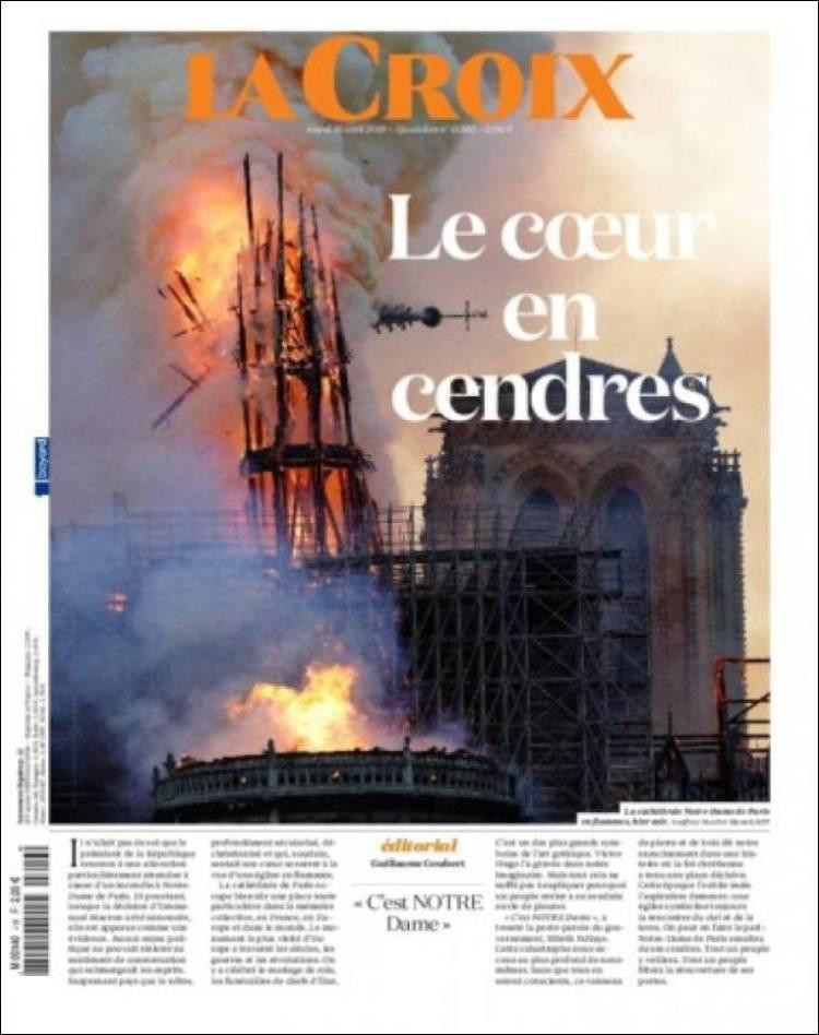 Tapas de diarios de Francia, Notre Dame, La Croix