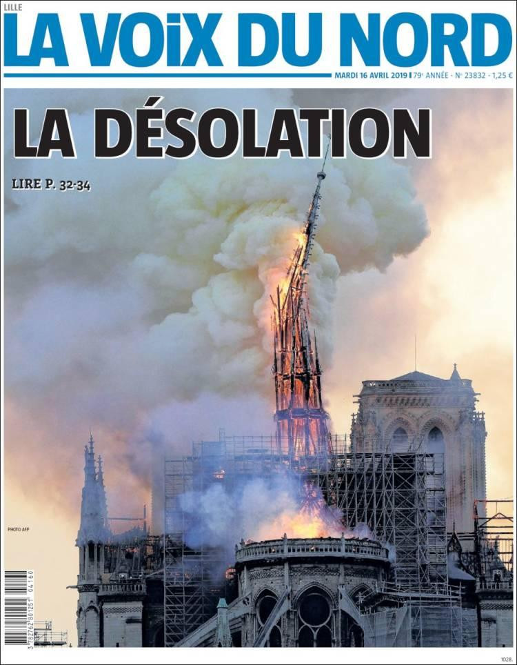 Tapas de diarios de Francia, Notre Dame, La Voix du Nord