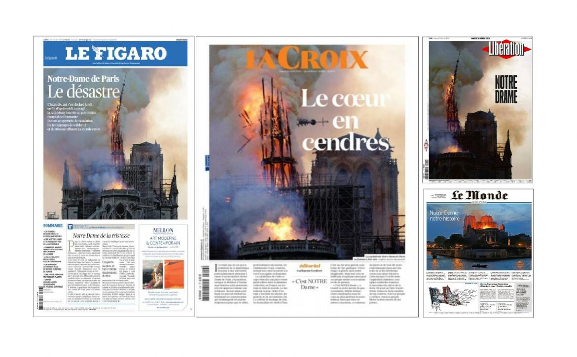 Tapas de diarios de Francia, incendio en la catedral de Notre Dame