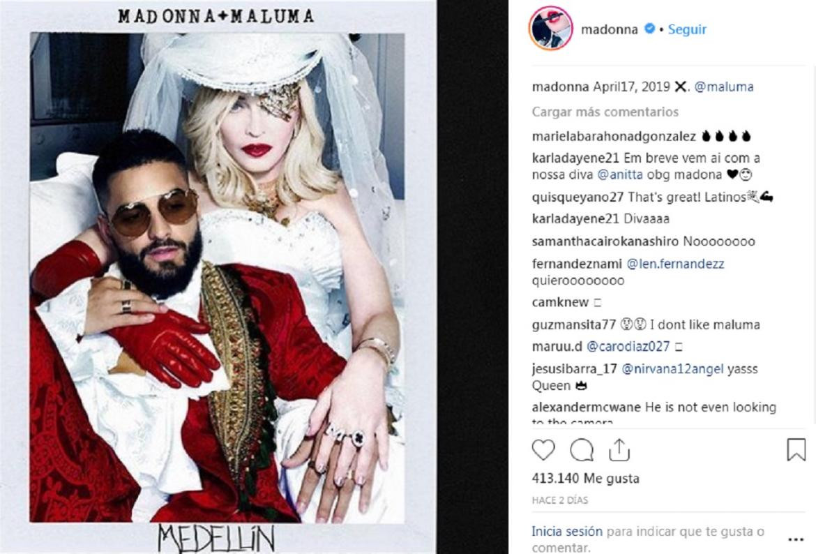 Madonna y Maluma, Instagram, música