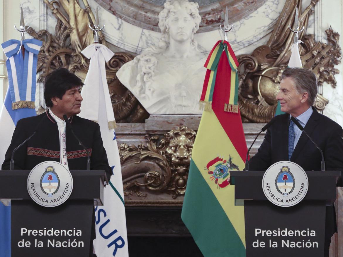 Evo Morales y Mauricio Macri en Casa Rosada (NA)
