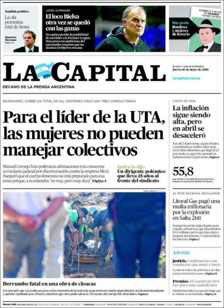 Tapas de Diarios - La Capital jueves 16 mayo 2019