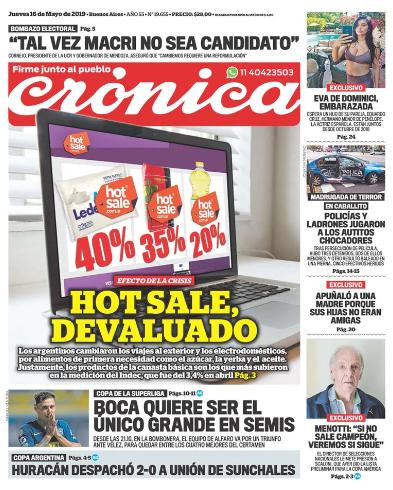 Tapas de Diarios - Crónica jueves 16 mayo 2019