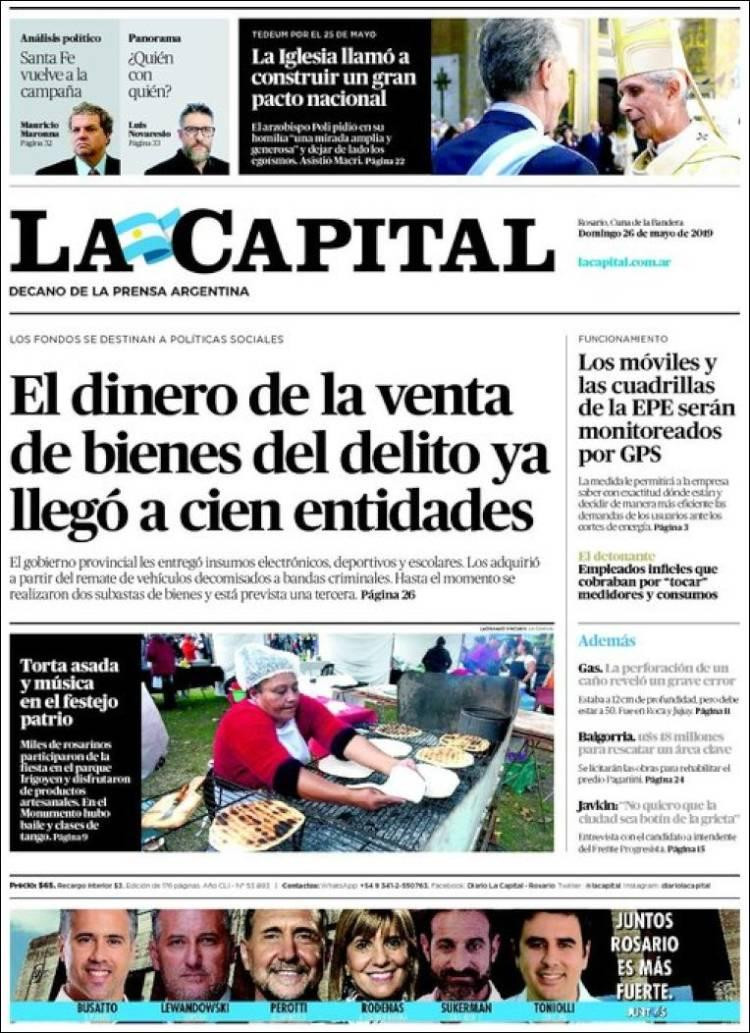 Tapas de diarios - La Capital domingo 26-05-19