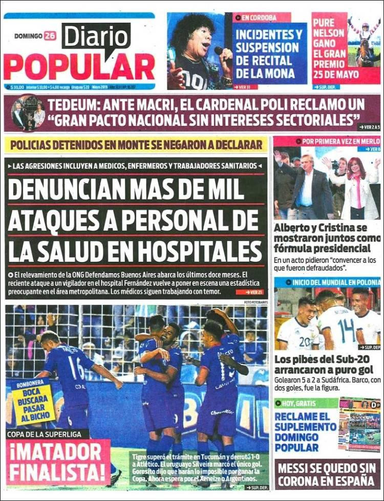 Tapas de diarios - Diario Popular domingo 26-05-19