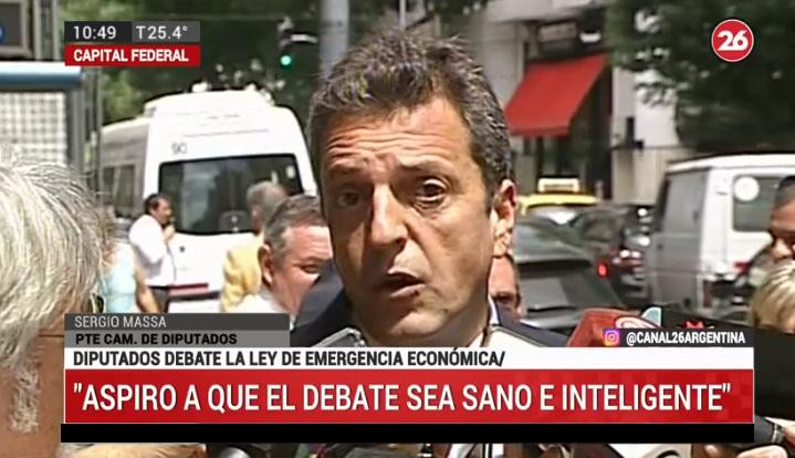 Sergio Massa, emergencia económica, Canal 26