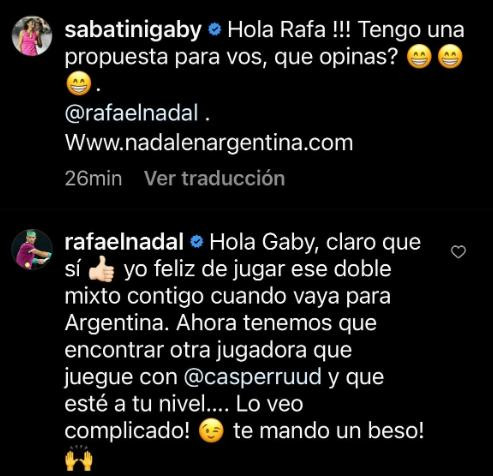 Ida vuelta de Rafael Nadal y Gabriela Sabatini. Foto: Instagram.
