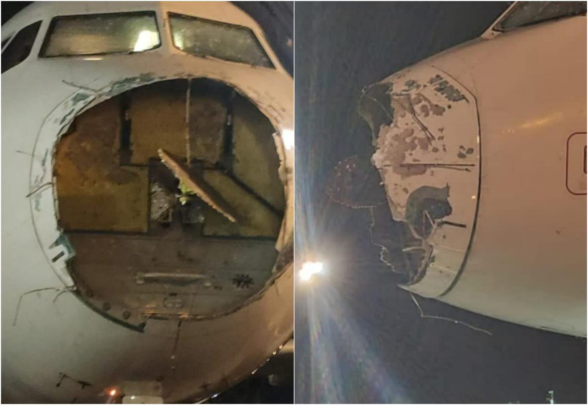 Avión destrozado. Fotos: Twitter/joseescauriza.
