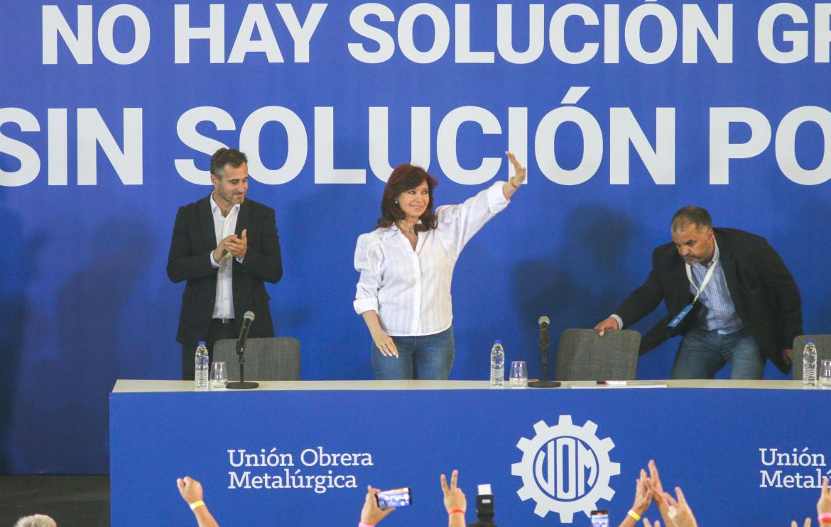 Cristina Kirchner en el acto de la UOM en Pilar. Foto: NA