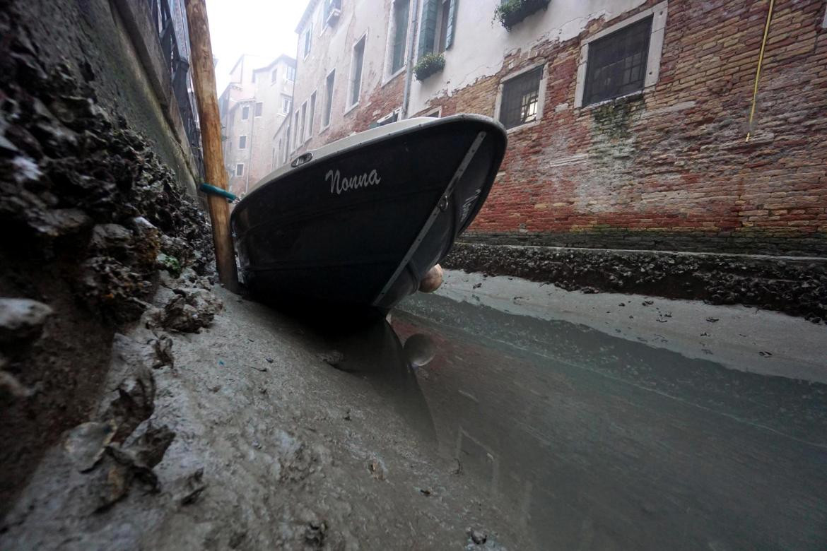 Venecia sufre la sequía de sus canales: de qué se trata el fenómeno. EFE	