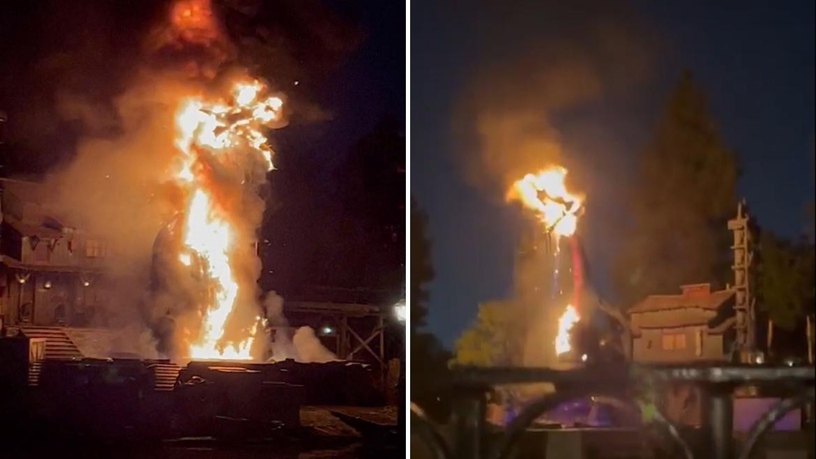 Fuego en el parque de diversiones de Disney. Foto: captura Reuters y Twitter @DisneyFoodBlog