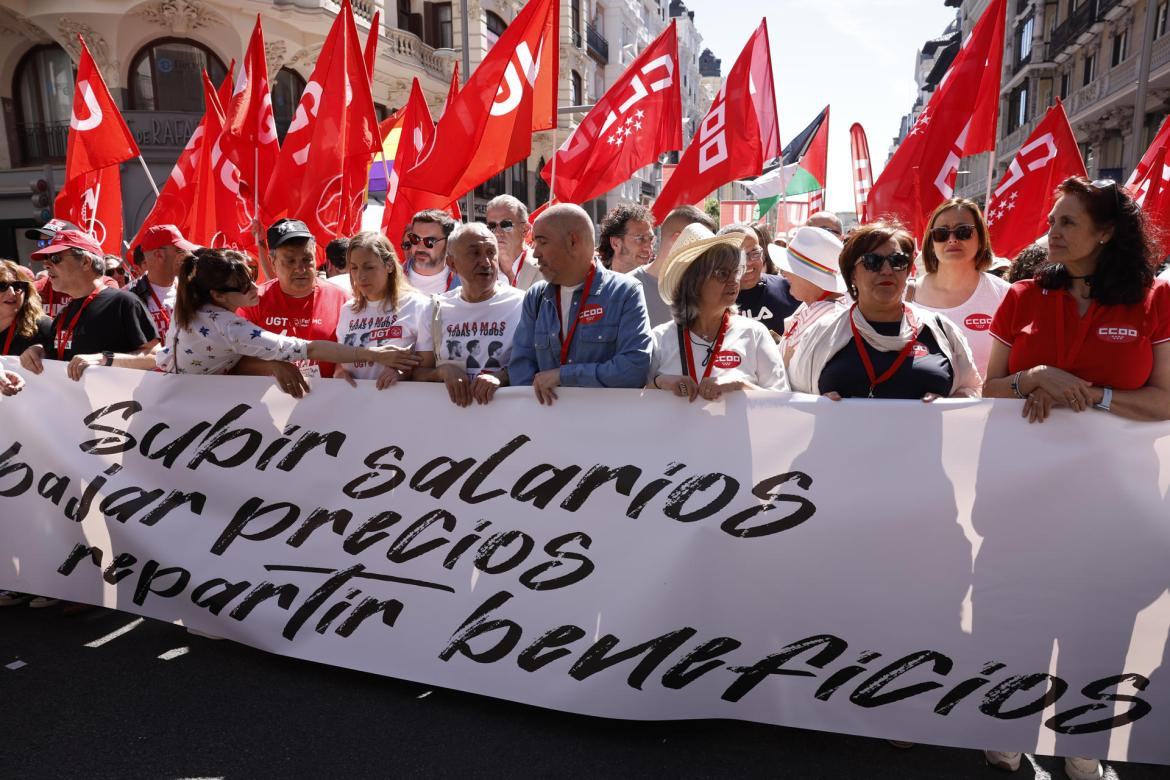 Sindicatos españoles en el 1° de mayo. EFE.