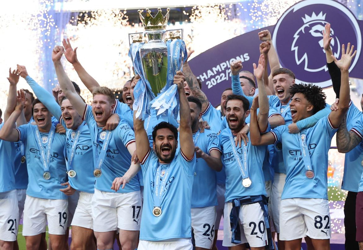 Manchester City festejó el título de la Premier League. Foto: Reuters.