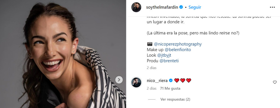 El comentario de Nicolás Riera. Foto: Instagram.