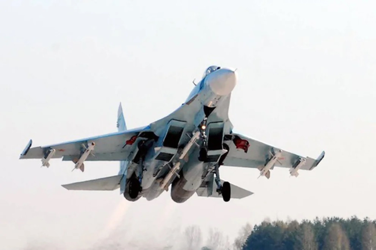 Caza ruso Sujói Su-27. Foto: Ministerio de Defensa ruso.