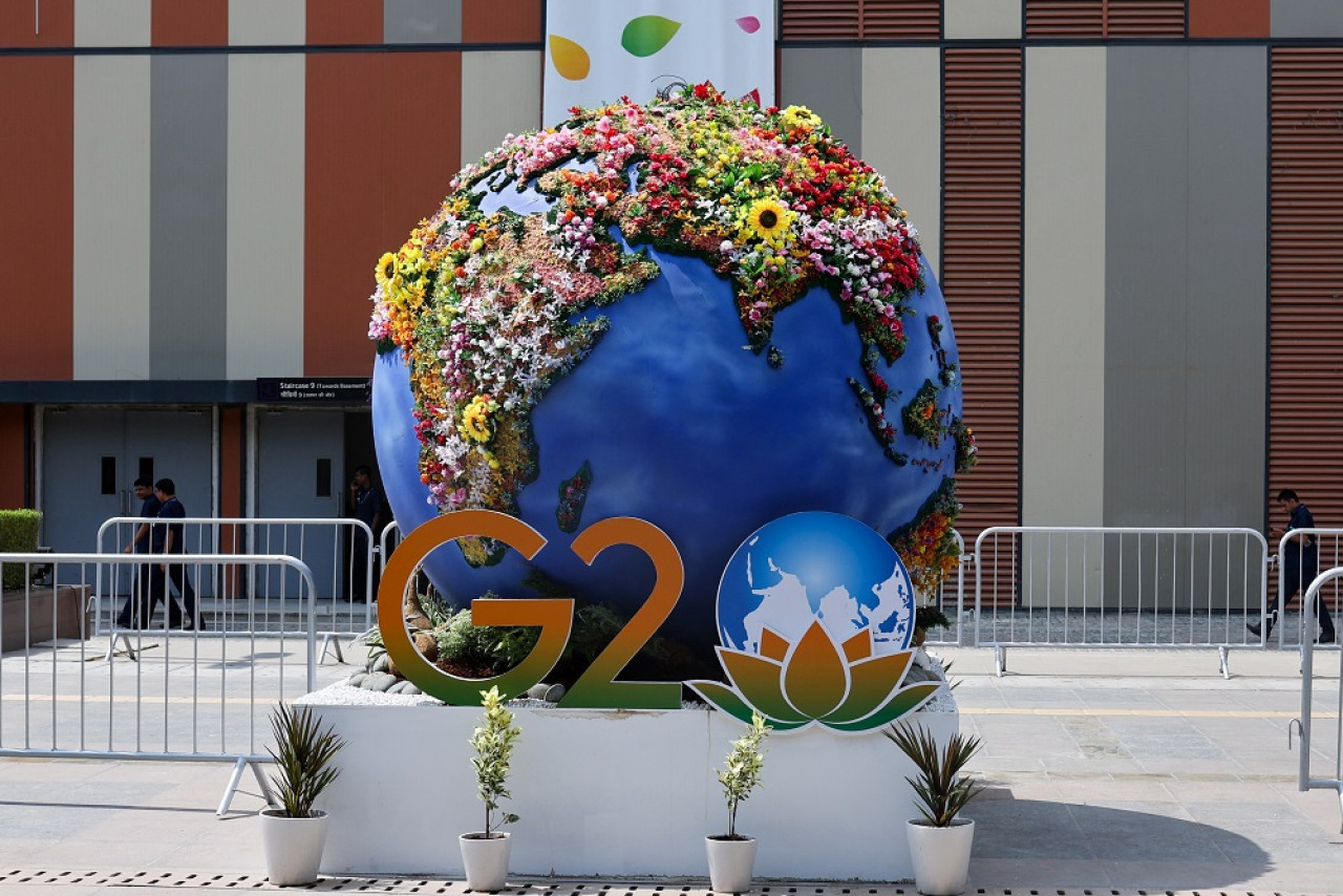 El logotipo de la Cumbre del G20 en Nueva Delhi, India. Foto: Reuters.