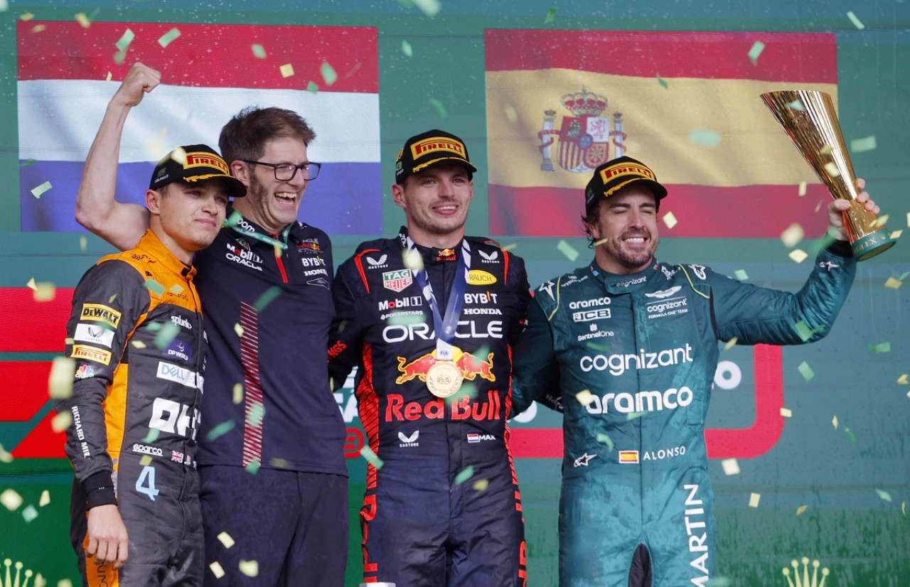 El podio del Gran Premio de Brasil. Foto: Reuters.