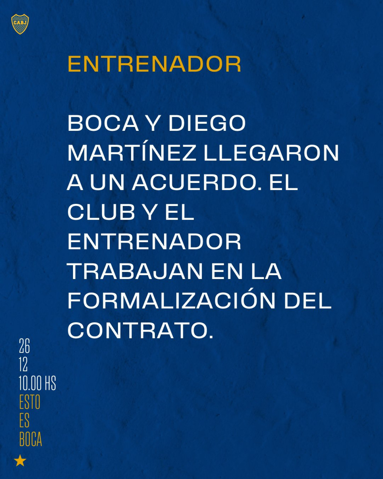 Diego Martínez es el nuevo entrenador de Boca. Foto: Twitter.