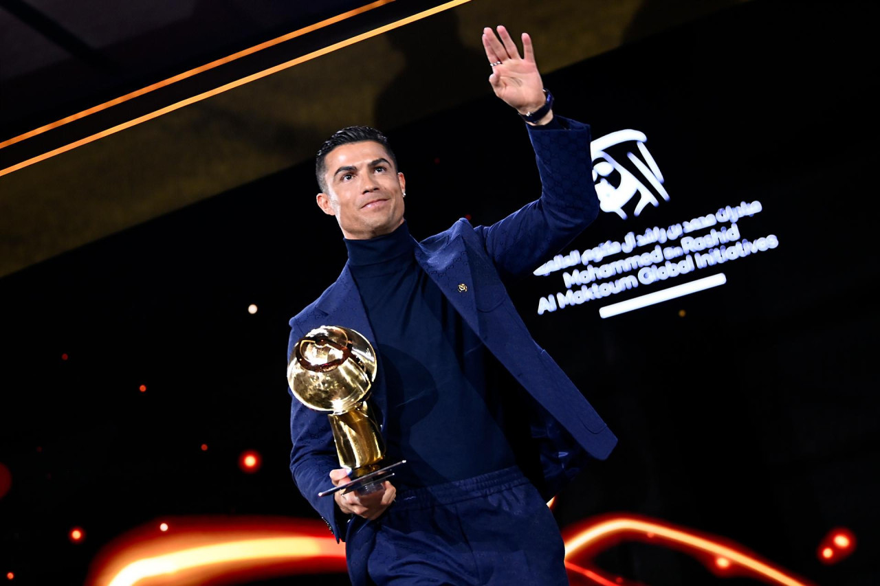 Cristiano Ronaldo en la entrega de los Globe Soccer Awards 2023 en Dubai. Foto: EFE.