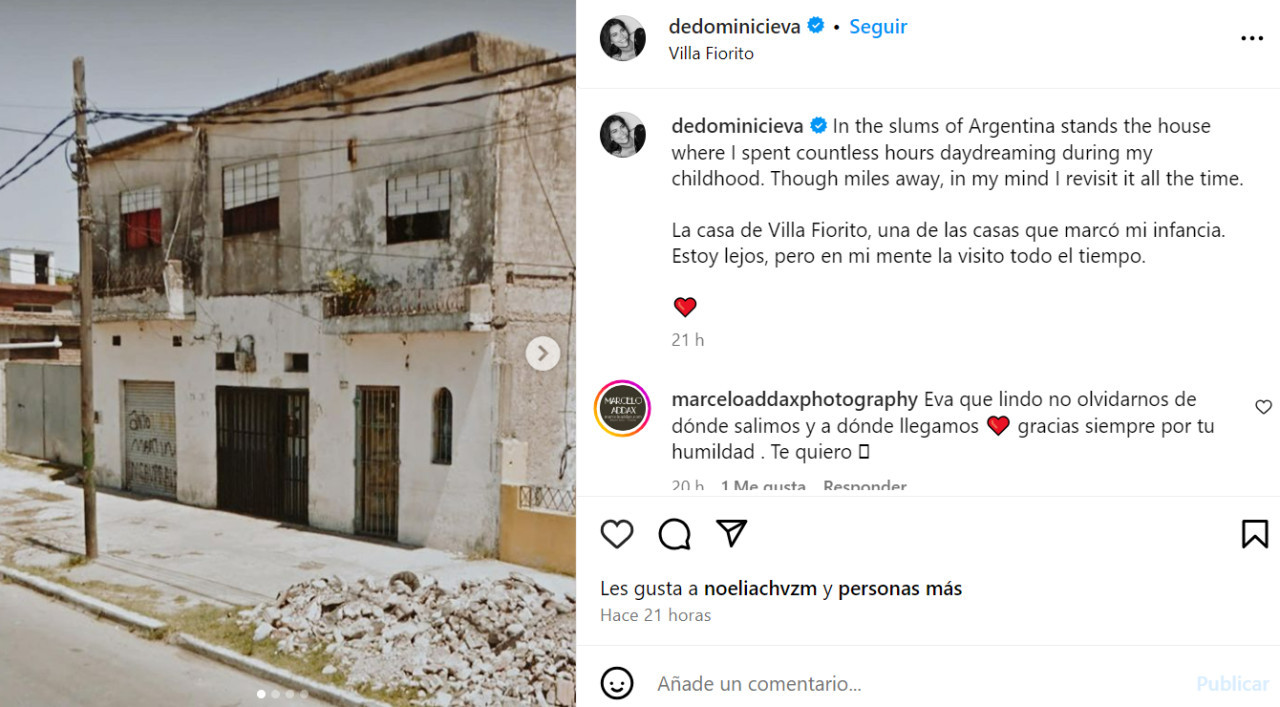 La reflexión de Eva de Dominici. Foto: Instagram.