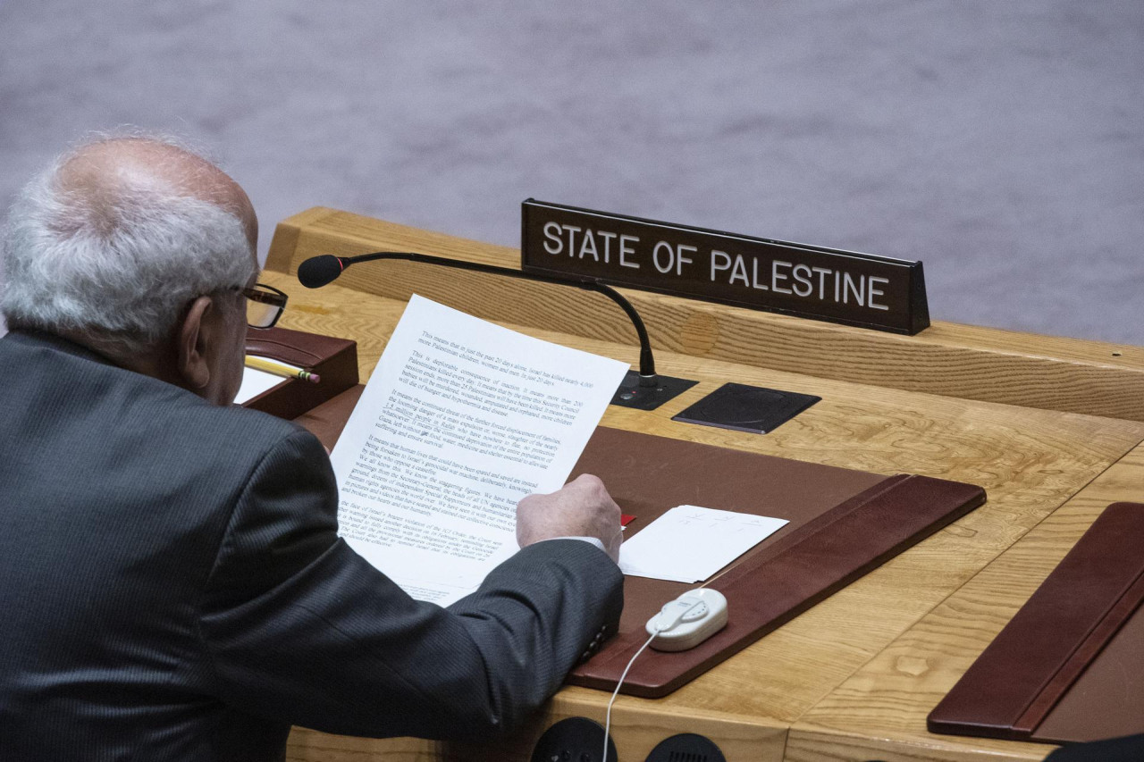 Riyad Mansour, representante de Palestina en el Consejo de Seguridad de la ONU. Foto: EFE.