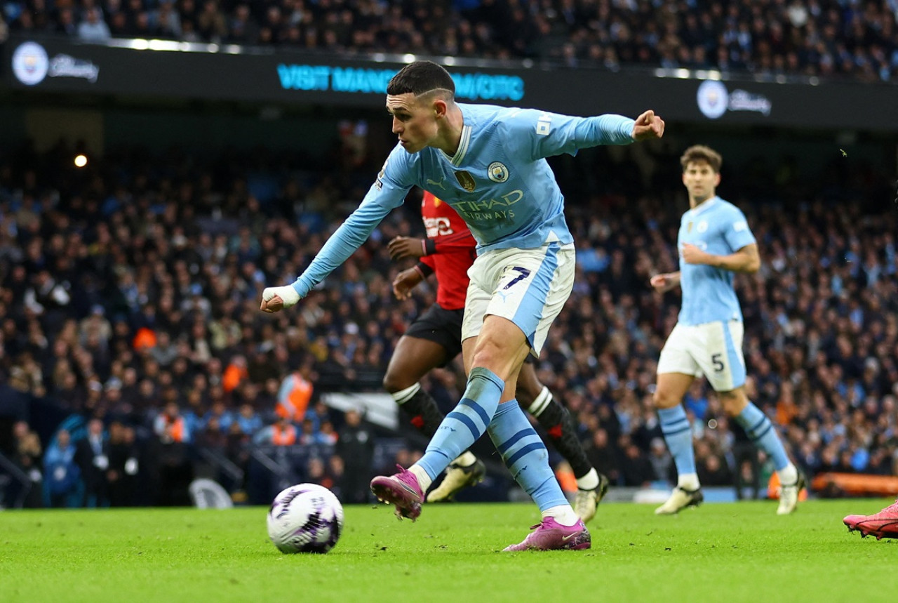 Phil Foden; Manchester City vs. Manchester United. Foto: Reuters.
