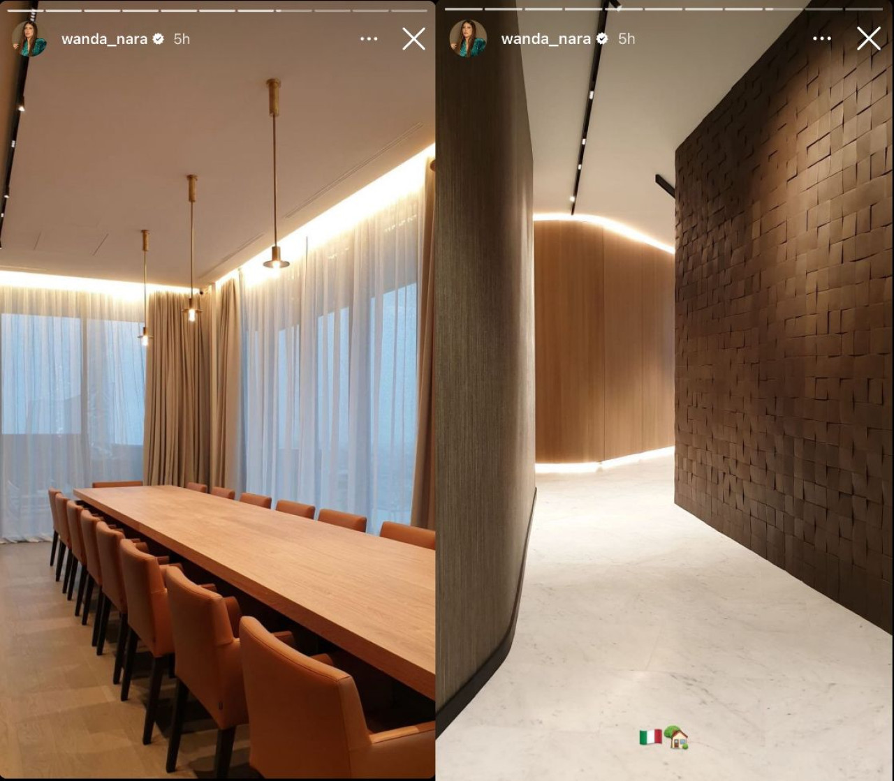El lujoso departamento de Wanda Nara en Milán. Foto: Instagram