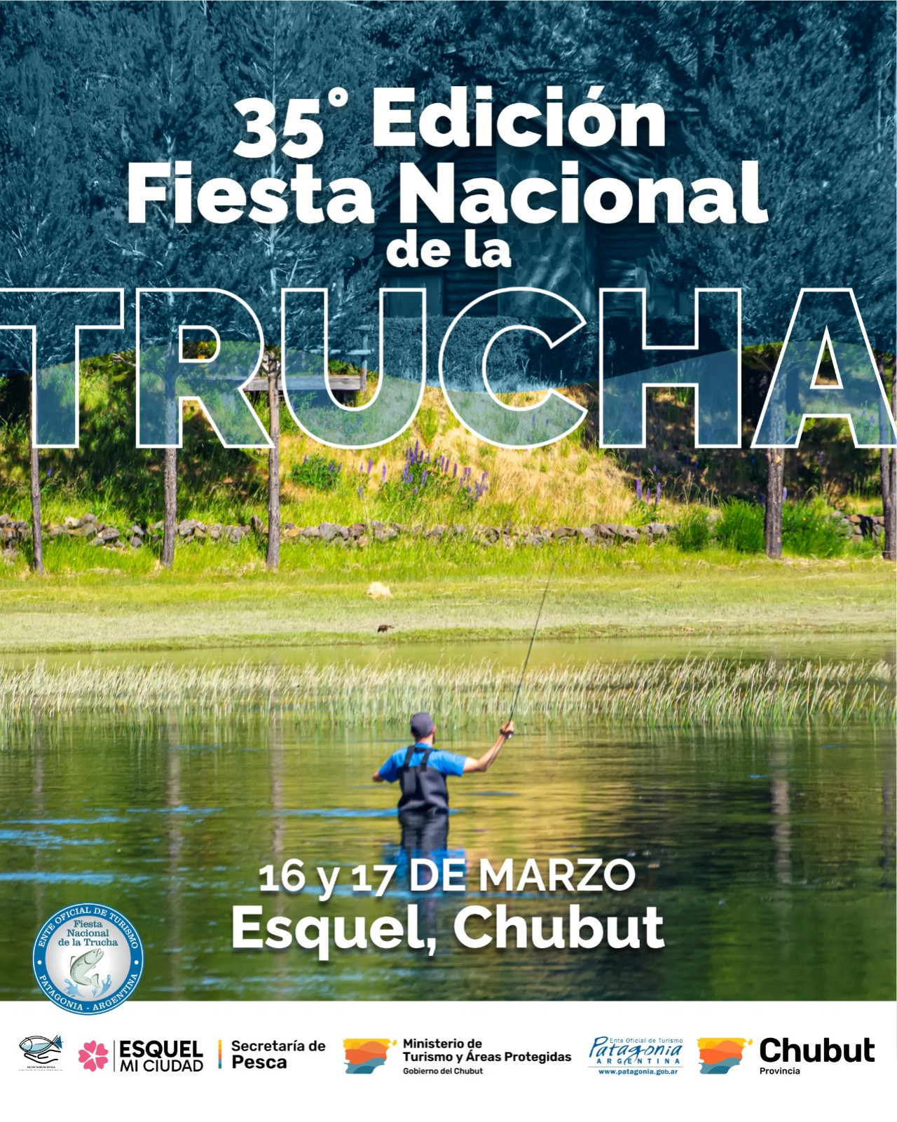 Flyer Fiesta Nacional de la Trucha. Foto: X / @TurismoEsquel.