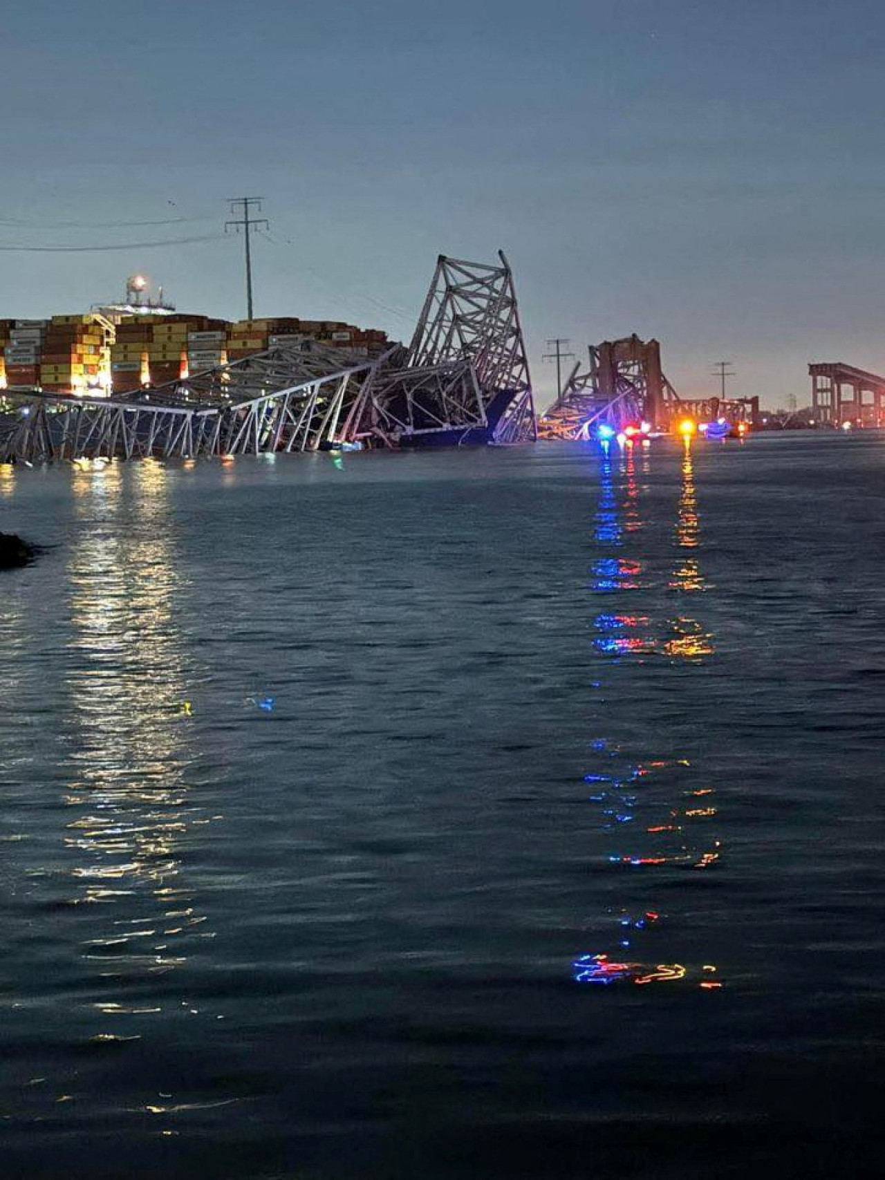 Derrumbe del puente de Baltimore, Estados Unidos. Foto: Reuters.