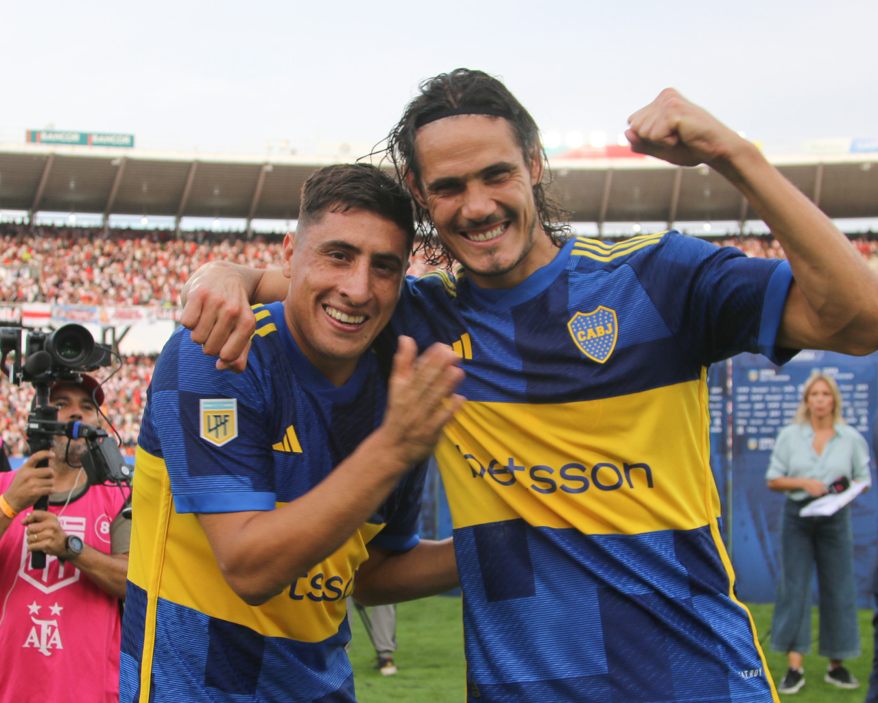 Edinson Cavani y Miguel Merentiel, Boca Juniors. Foto: NA