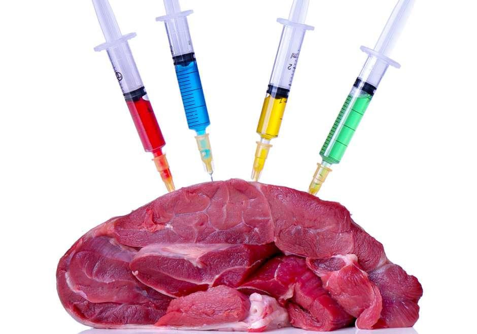 Carne criada con hormonas y antibióticos