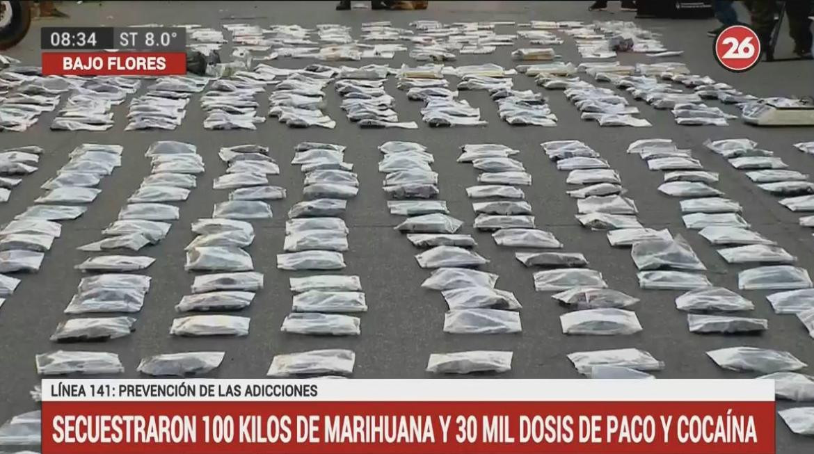 Mega operativo contra el narcotráfico en Bajo Flores (Canal 26)
