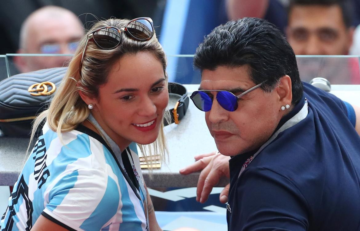 Diego Maradona y Rocío Oliva, Mundial Rusia 2018, Francia vs. Argentina, Reuters