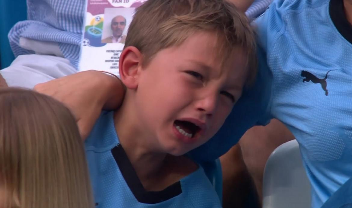 Nene uruguayo llorando, Mundial 2018, Uruguay vs. Francia, Reuters