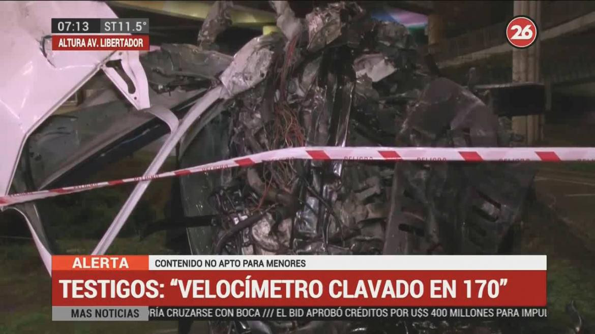 Accidente vial en General Paz y caída en Libertador (Canal 26)