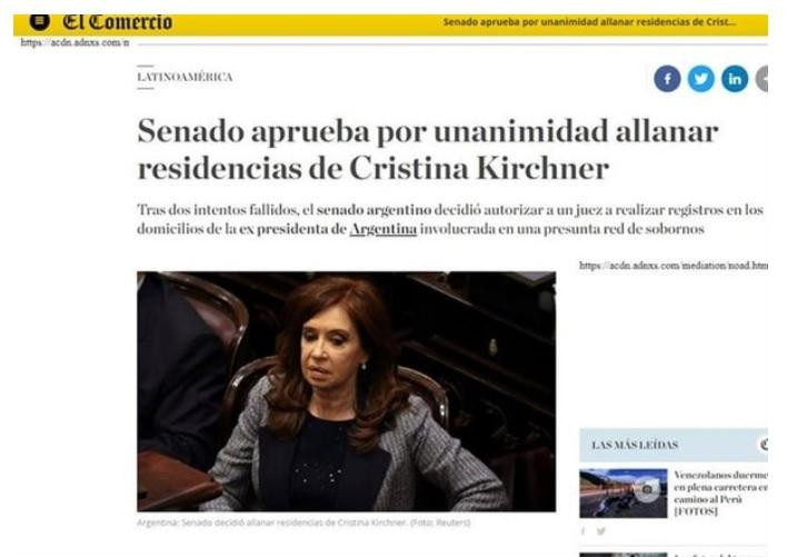 Medios del mundo - allanamientos Cristina Kirchner