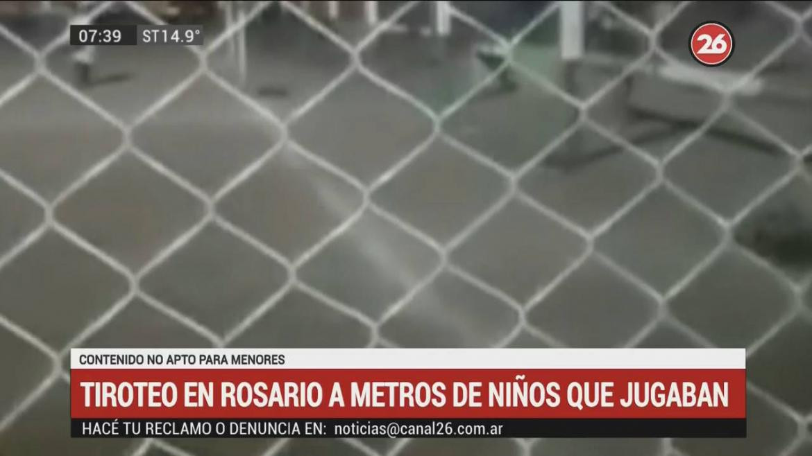 Tiroteo en una escuela de fútbol de Rosario (Canal 26)