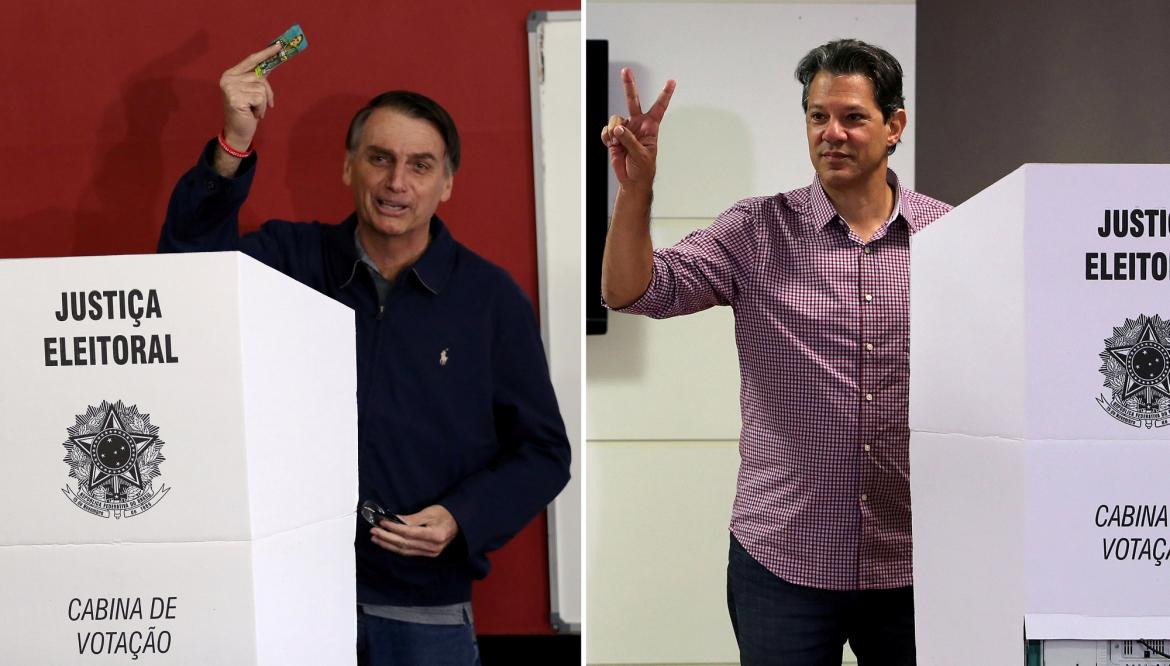 Elecciones en Brasil - Haddad y Bolsonaro